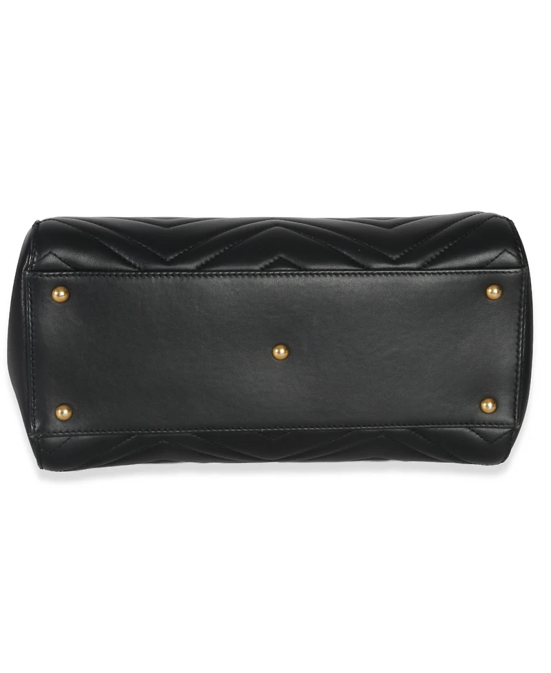 Pre-Owned Gucci Black Matelasse Calfskin Small Marmont Top Handle Tote