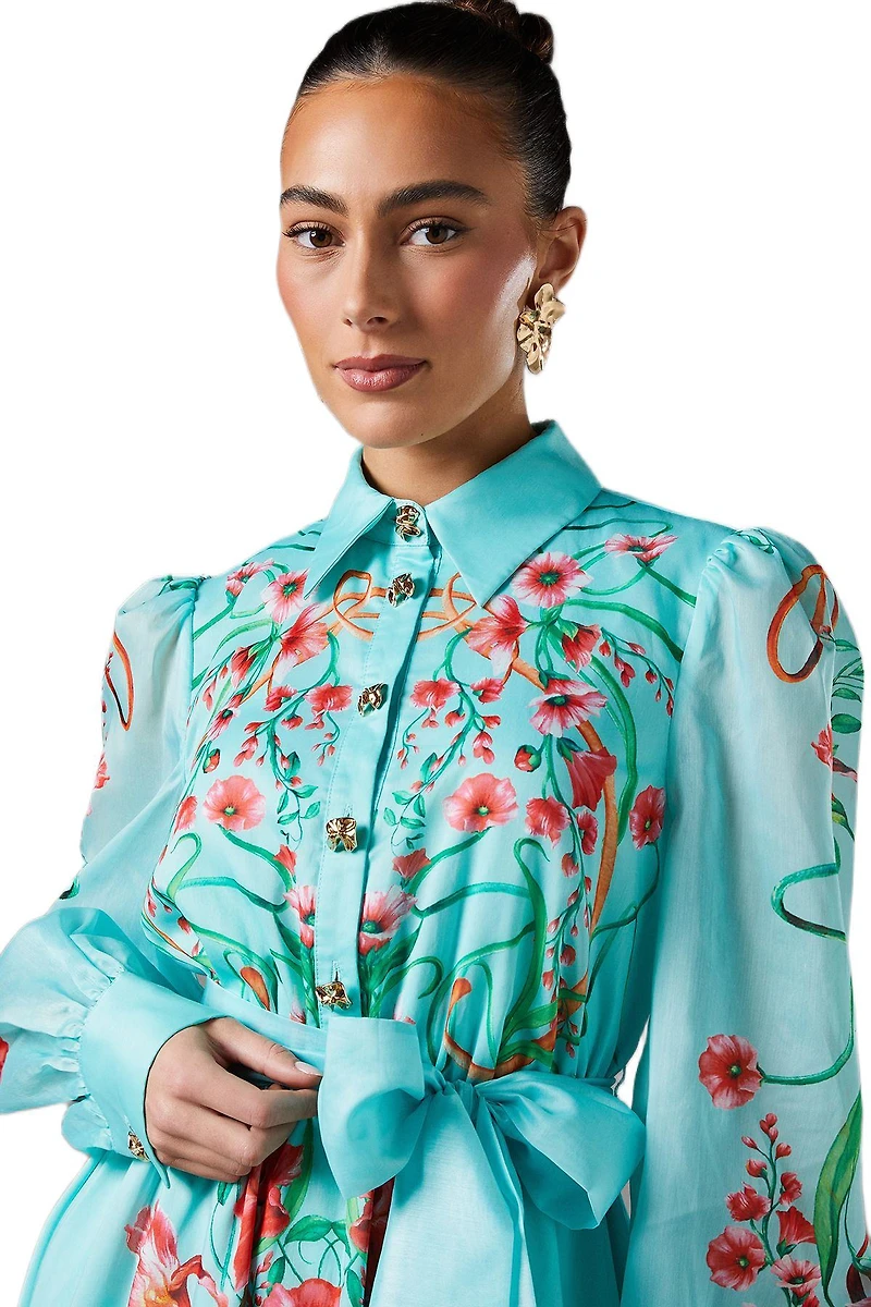Coast Women's Border Print Organza Shirt Dress