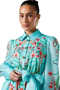 Coast Women's Border Print Organza Shirt Dress