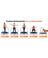 Bcan SP2 40" Blue Foldable Mini Trampoline, 330lbs Capacity, Adjustable Foam Handle, Indoor/Garden Fitness Rebounder