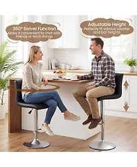Gymax Bar Stools Set of 2 Adjustable Swivel Barstools with Footrest for Kitchen