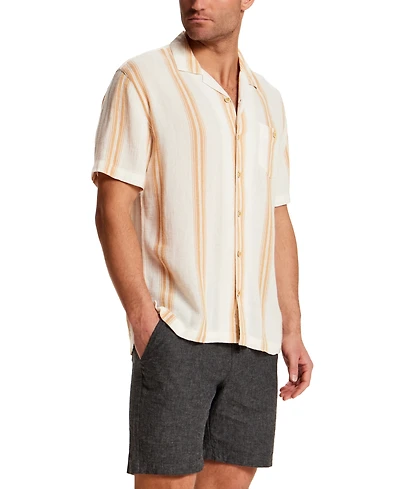 Weatherproof Vintage Men's Short-Sleeve Cotton Airtex Vertical Stripe Shirt