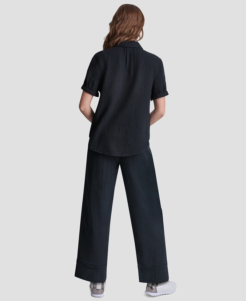 Dkny Jeans Petite Cuffed Short-Sleeve Shirt