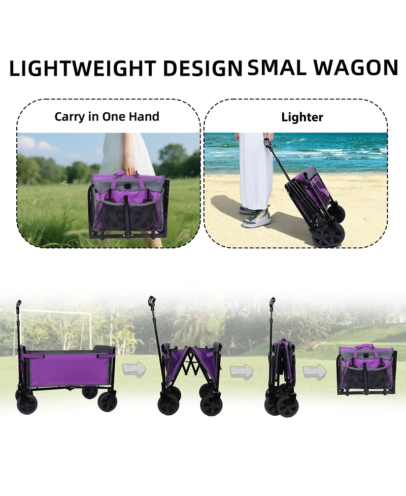 Mondawe 3-in-1 Lightweight Collapsible Utility Carts - Storage Wagon/Trunk Organizer/Pet Storage Wagon w/ 360degree(s) All-Terrain Wheels