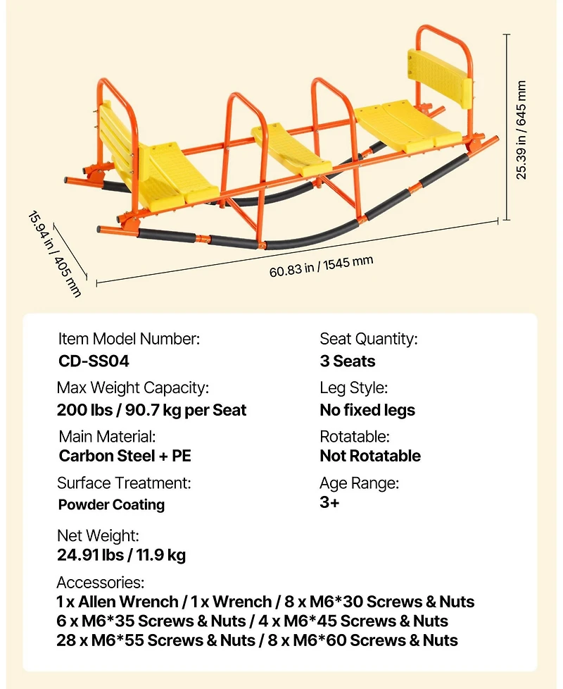Mecale Metal Kids Seesaw for 2 with 200 Lb Capacity, Ages 3