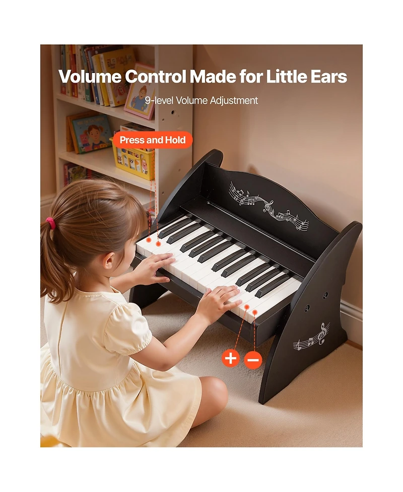 Mecale 25 Key Wooden Kids Piano with Dual Power, Ages 3