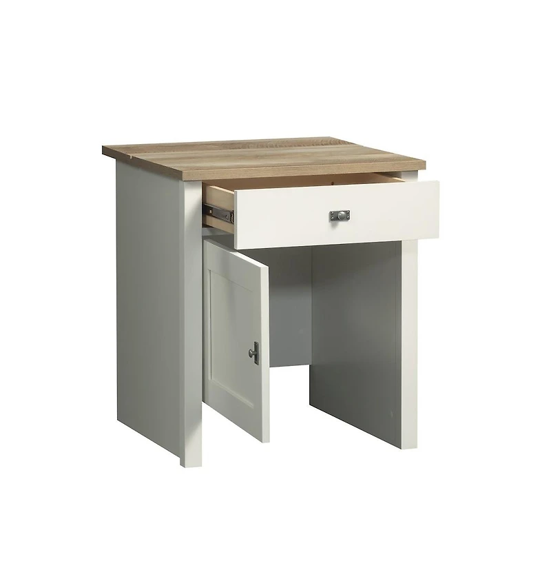 Sauder Side Table Cabinet for Living Room, Bedroom, in Soft