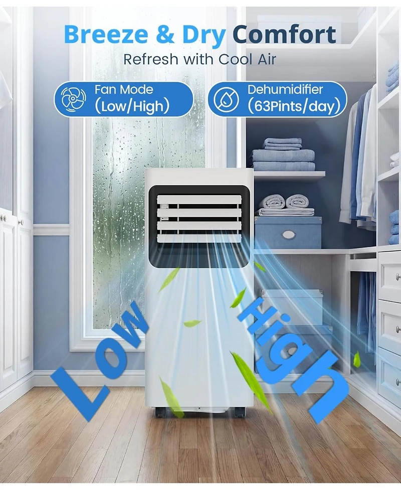 Antartic Star Btu Portable Air Conditioner for Sq Ft, 4-in-1 Ac with Cool/Fan/Dehumidifier, Remote, 24H Timer
