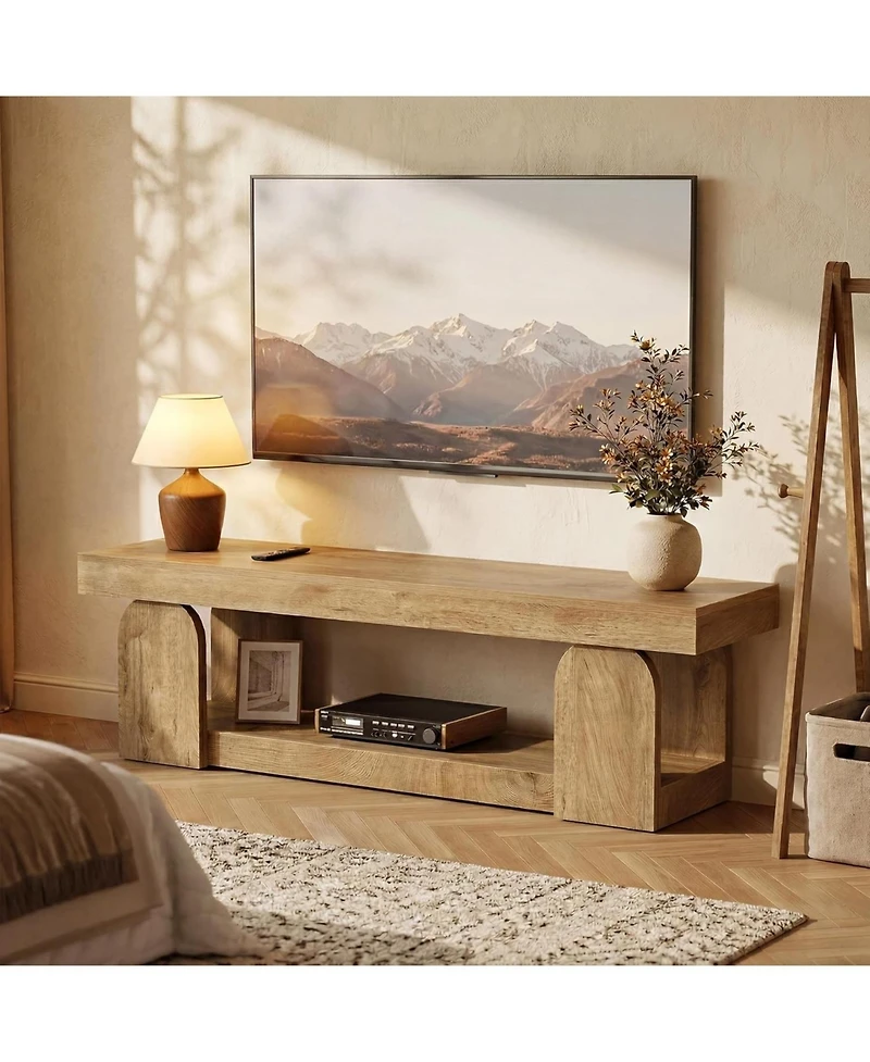 Tribesigns Tv Stand for Tvs up to Farmhouse Entertainment Center with Open Storage Shelf, Wood TV Media Console Television Stand