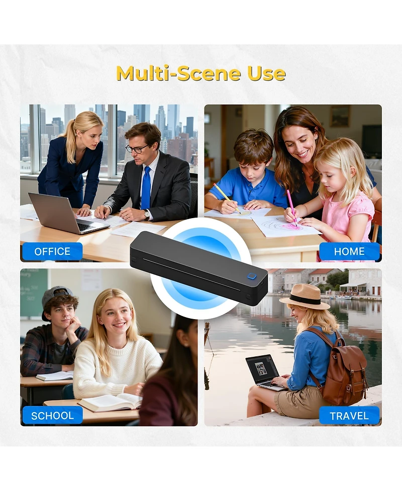 Swifint D830 Portable A4 Inkless Wireless Bluetooth Thermal Printer Compatible with iOS Android and Pc