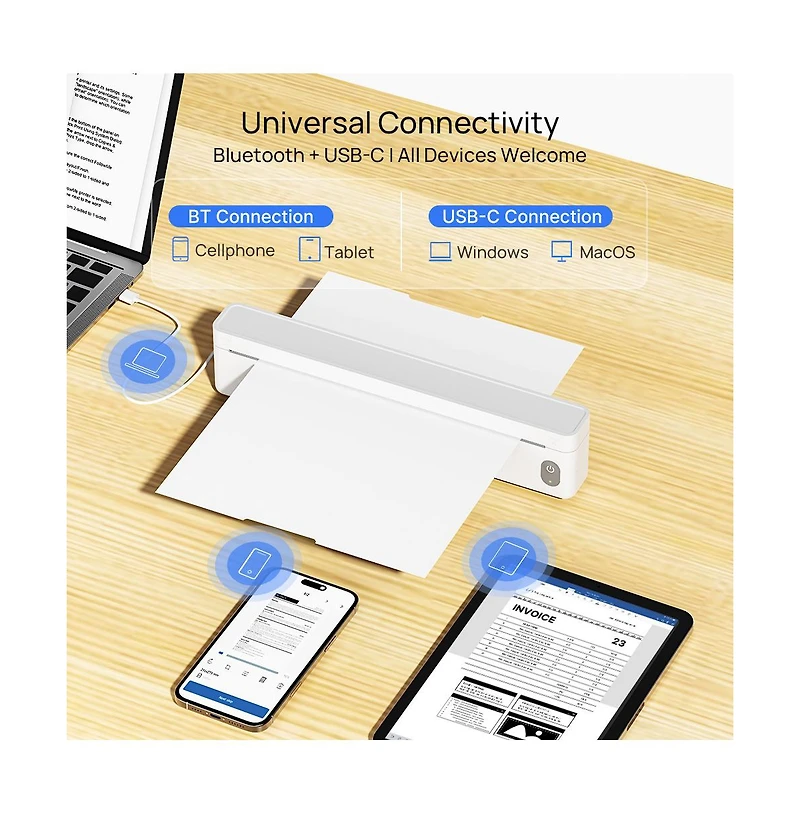 Swifint Portable Thermal Printer, Compatible with Ios Android Laptop, Pocket-Sized Mobile Printer for Office Home School