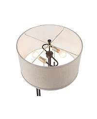 Possini Euro Design Modern Industrial Floor Lamp 61.75" Tall Angular Burlap Drum Shade for Living Room Reading Bedroom Office