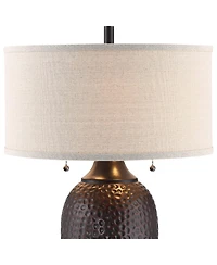 360 Lighting Cody Farmhouse Table Lamps Set of 2 with Round Risers 27 1/2" Tall Oiled Hammered Drum Shade for Bedroom House Home