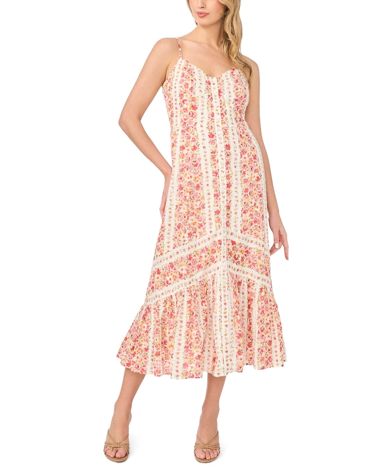 CeCe Women's Sleeveless V-Neck Midi Dress
