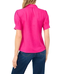 CeCe Women's Short-Sleeve Collared Button Up Shirt