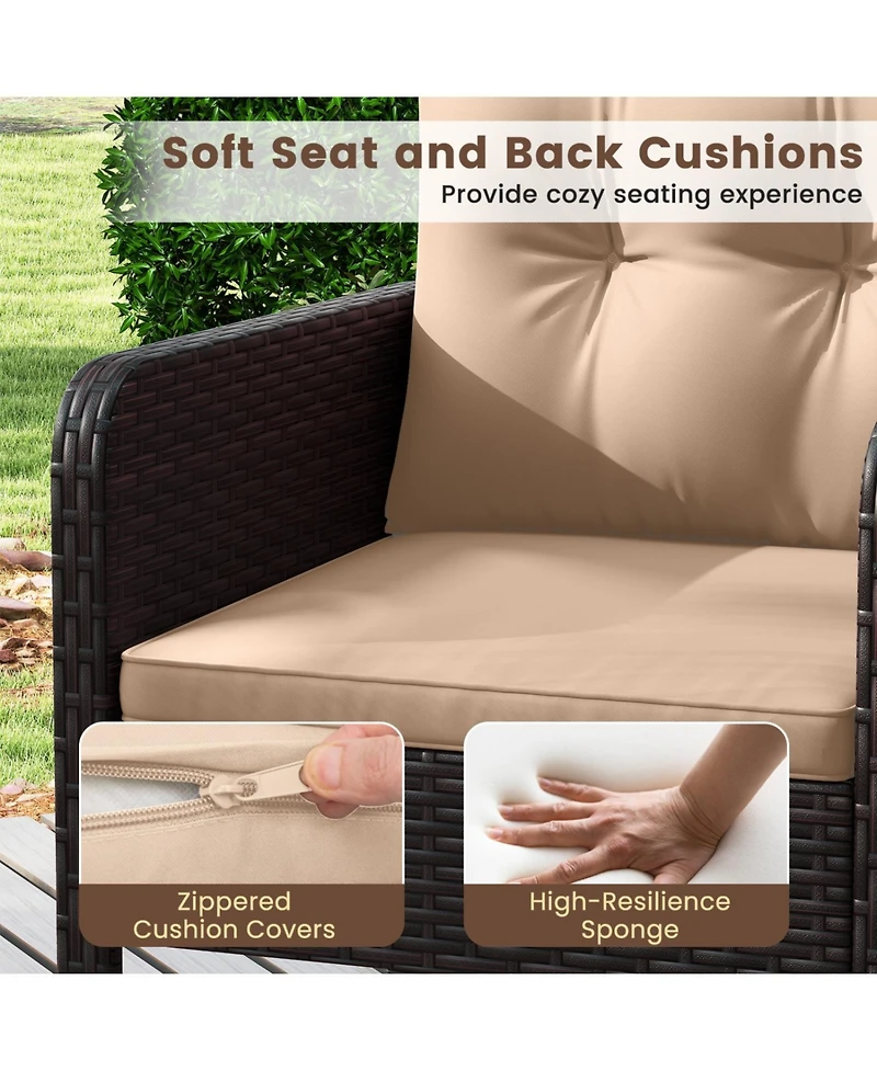 Slickblue Patio Rattan Set 3 Piece Cushioned Seating for Balcony