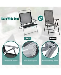 Yiortwo 3 Piece Folding Patio Furniture Set Metal Chairs with Glass Table