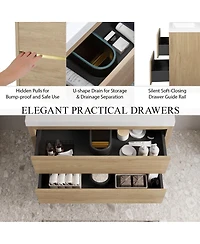 Sillysis Wall Mounted Bathroom Vanity with Stone Resin Sink, Soft Close Drawers