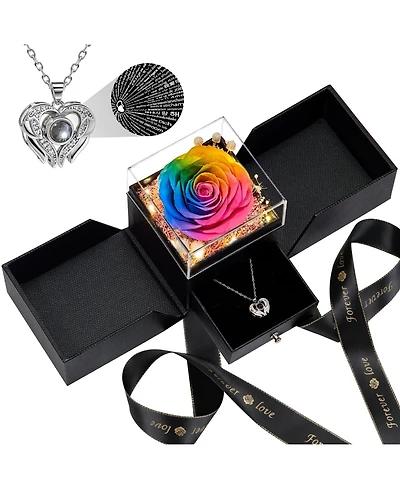 Gnuadz Preserved Roses With Love Necklace Gift