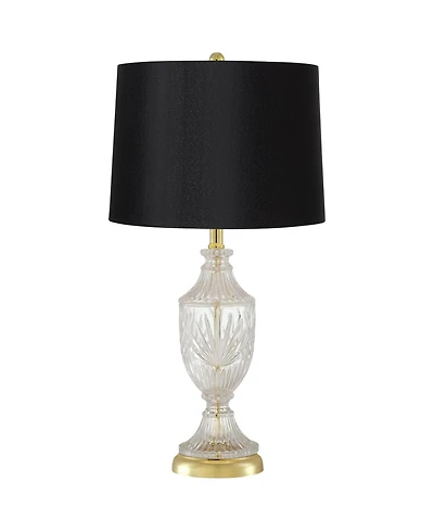 Regency Hill Traditional Table Lamp 26.5" High Brass Cut Glass Urn Accent Hardback Drum Shade Living Room Bedroom Bedside Nightstand