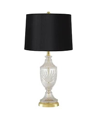 Regency Hill Traditional Table Lamp 26.5" High Brass Cut Glass Urn Accent Hardback Drum Shade Living Room Bedroom Bedside Nightstand