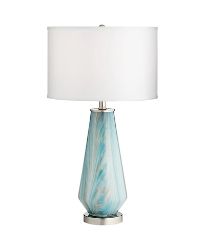 Possini Euro Design Jaime 26" High Modern Coastal Table Lamp Usb Dimmer Art Glass Single Living Room Charging Bedroom