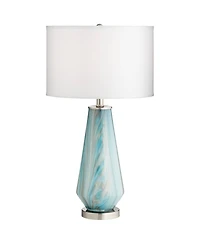 Possini Euro Design Jaime 26" High Modern Coastal Table Lamp Usb Dimmer Art Glass Single Living Room Charging Bedroom