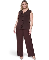Calvin Klein Plus Sleeveless Ruffle-Front V-Neck Top