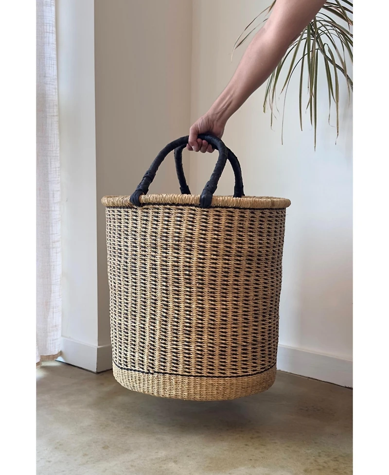 Mbare, Natural Vertical Stripe Laundry Hamper