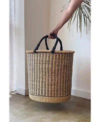 Mbare, Natural Vertical Stripe Laundry Hamper