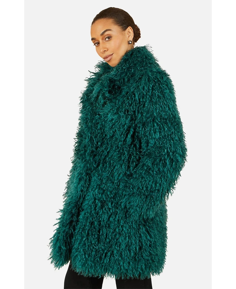 Yumi Women's Luxe Long Hair Faux Fur Coat