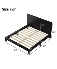 Streamdale Furniture Platform Bed Frame with Headboard , Wood Slat Support