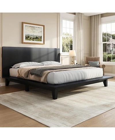 Streamdale Furniture Platform Bed Frame with Headboard , Wood Slat Support