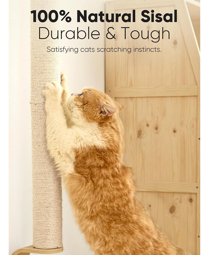 Aronkl Cat Wall Scratcher 60" Tall Mounted Kitten Sturdy Sisal Climbing Tree For Indoor Large Cats