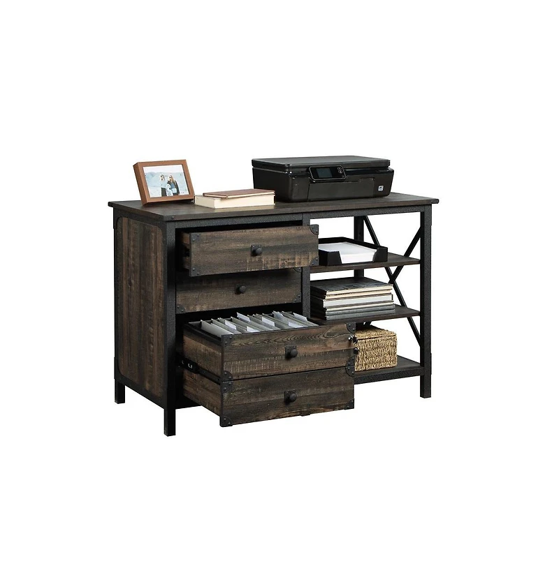 Sauder Steel River Commercial Office Credenza, Carbon Oak finish