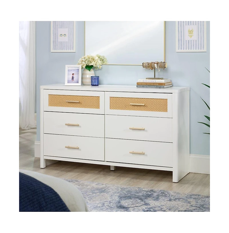 Sauder Isabella Isle 6-Drawer Dresser, White Finish