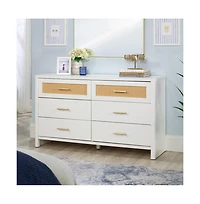 Sauder Isabella Isle 6-Drawer Dresser, White Finish