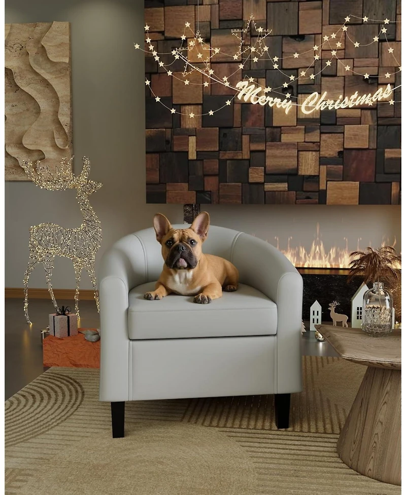 gaomon Accent Chairs Faux Leather Chairs Barrel Club Chairs Comfy Living Room Chairs with Sturdy Legs for Bedroom Reading Room Waiting Room