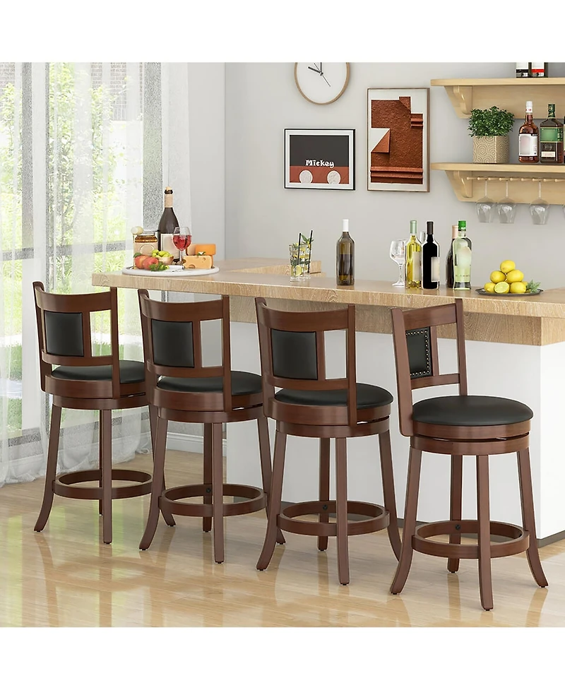 Gymax 25.5'' Swivel Bar Stool Set of Counter Height Bar Stools Armless Chairs for Pub