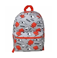 Fast Forward Gray Snoopy 16" Nylon School Backpack for Kids, with a front Pocket