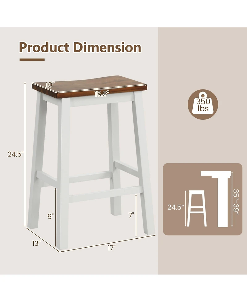 Sugift Saddle Bar Stools Set of Two with Footrests for Kitchen Island