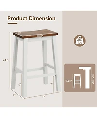 Sugift Saddle Bar Stools Set of Two with Footrests for Kitchen Island
