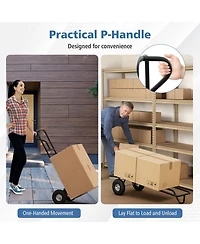 Sugift P Handle Hand Truck with Foldable Load Plate for Garage