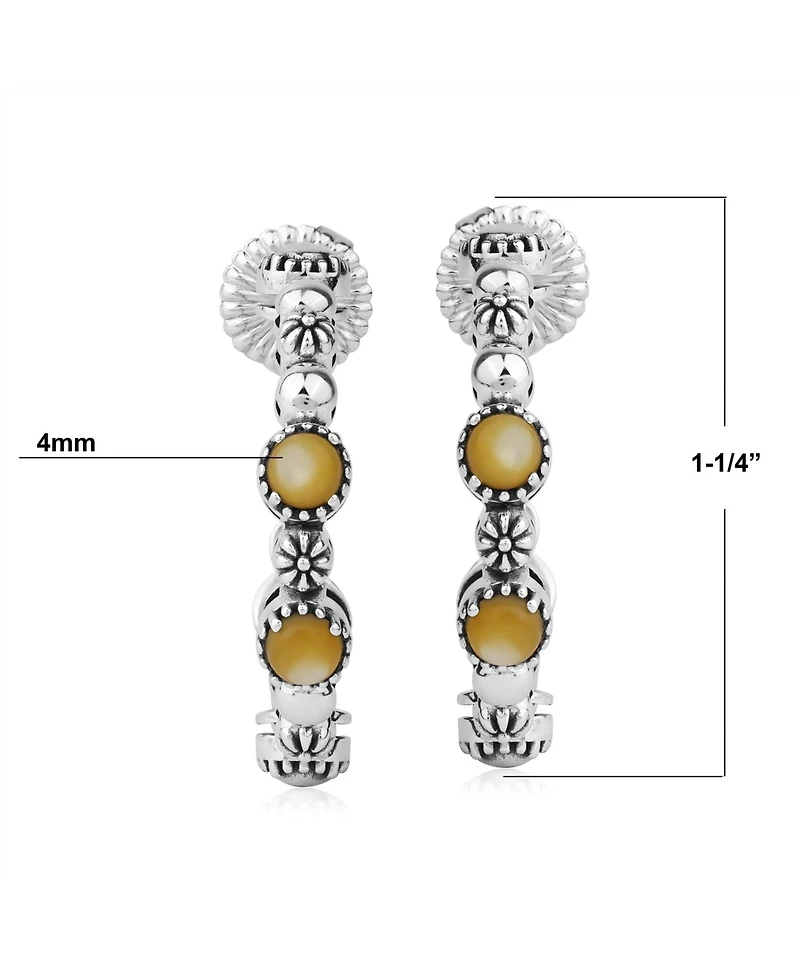 American West Jewelry Sterling Silver Mother of Pearl 1 Inch Concha Hoop Earrings