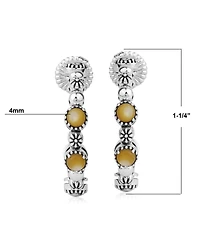 American West Jewelry Sterling Silver Mother of Pearl 1 Inch Concha Hoop Earrings