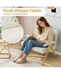 Gouun Sherpa Fabric Loveseat Sofa with Ergonomic Slanted Backrest