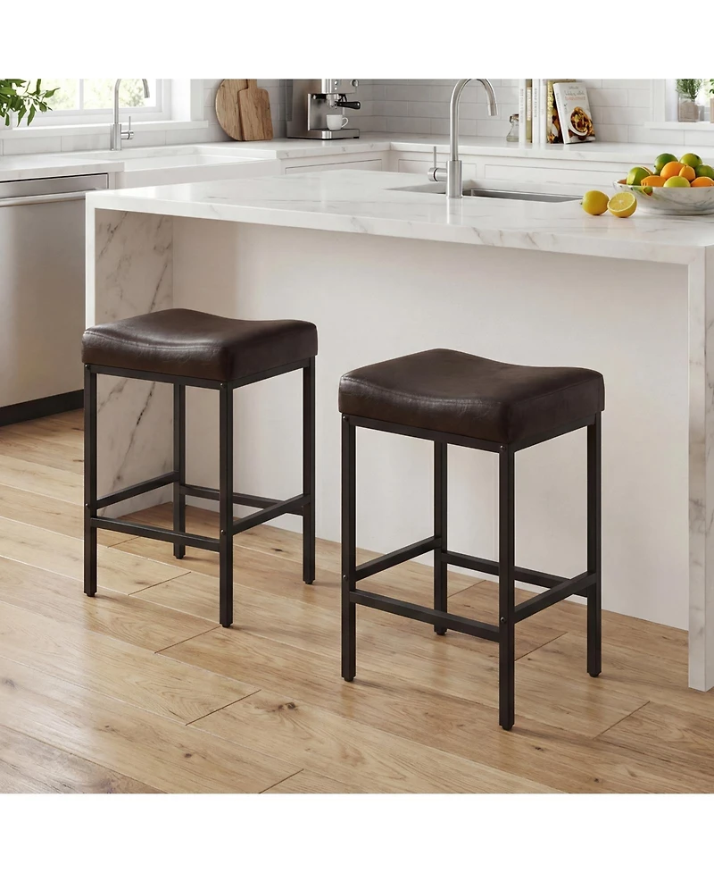 Gymax 2 Pcs Bar Stools Set of 2 25 Inch Counter Height Bar Chairs for Kitchen Island