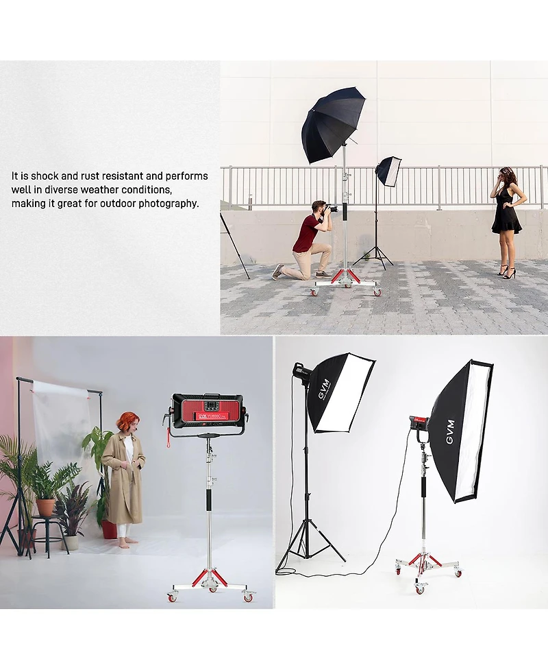 Gvm DL300 2-Section Aluminum C-Stand with Casters