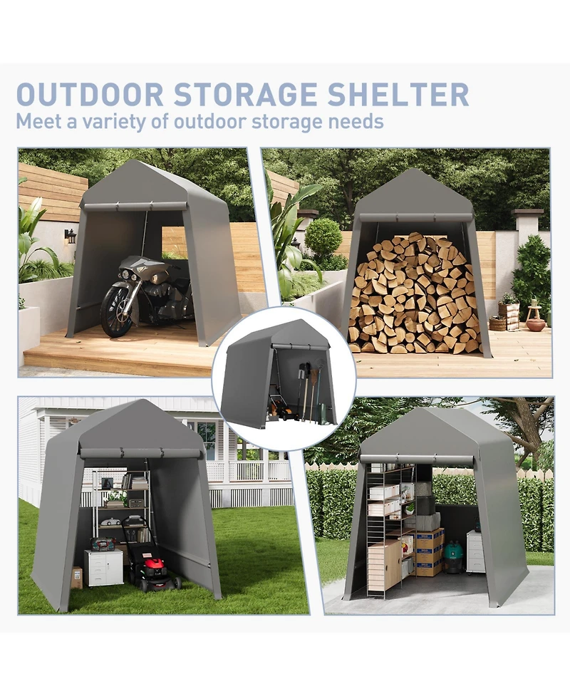homfan Heavy-Duty Motorcycle Shelter and Outdoor Storage Tent with Waterproof Uv-Resistant Cover, Double Zipper Doors for ATVs Lawn Equipment
