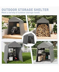 homfan Heavy-Duty Motorcycle Shelter and Outdoor Storage Tent with Waterproof Uv-Resistant Cover, Double Zipper Doors for ATVs Lawn Equipment